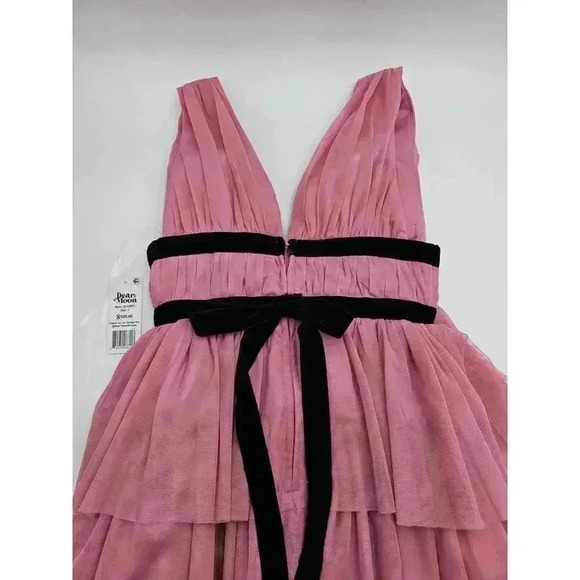 Dear Moon Junior 3 Mauve Deep V-Neck Shirred Bodice To Tiered Tulle Ballgown NWT - Picture 10 of 11